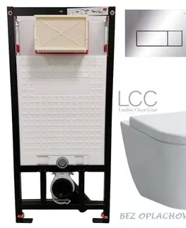 Záchody DEANTE Podstavný rám, pre závesné WC misy + SLIM tlačidlo chrom + WC LAUFEN PRO LCC RIMLESS + SEDADLO CST_WC01 051P LP2