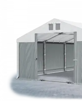 Záhrada Skladový stan 5x10x2,5m strecha PVC 560g/m2 boky PVC 500g/m2 konštrukcie ZIMA PLUS Šedá Bílá Bílá