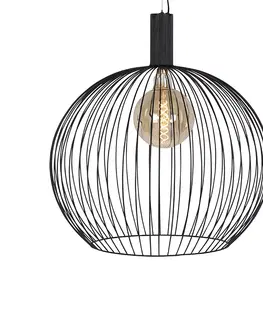 Zavesne lampy Dizajnové závesné svietidlo okrúhle čierne 70 cm - Wire Dos