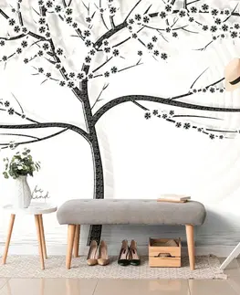 Samolepiace tapety Samolepiaca tapeta moderný čiernobiely strom na abstraktnom pozadí