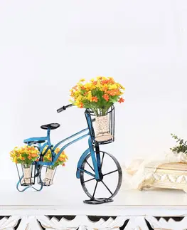 Kvetináče a truhlíky Retro kvetináč v tvare bicykla, čierna/modrá, ALBO