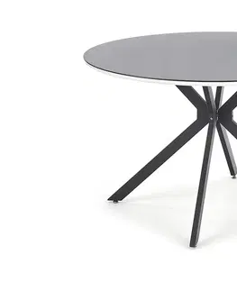 Jedálenské stoly HALMAR Avelar okrúhly sklenený jedálenský stôl čierna / biela