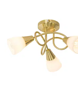 Stropne svietidla Klasické stropné svietidlo zlaté s opálovým sklom 3-svetlo - Inez
