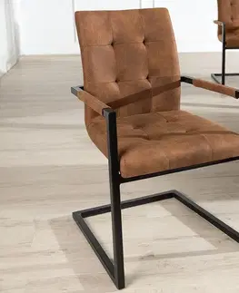 Stoličky - moderné LuxD 17879 Jedálenská stolička vintage English hnedá s operadlom