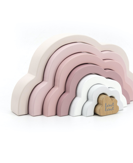 Drevené hračky LABEL-LABEL - Dúhový mráčik Puzzle, ružový