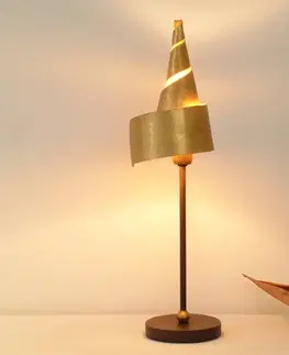 Stolové lampy Holländer Zlatá stolná lampa ČAROVNÝ KLOBÚK, kovové tienidlo