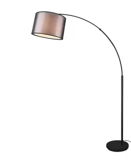 Stojacie lampy do obývačky Trio Lighting Oblúková stojacia lampa Burton s dvojitým tienidlom