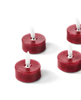 Lighting Čajové sviečky z pravého vosku s LED, 4 ks, červené