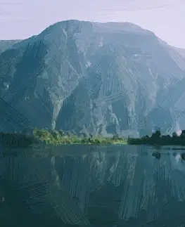 Obrazy prírody a krajiny Obraz maľované hory pri jazere