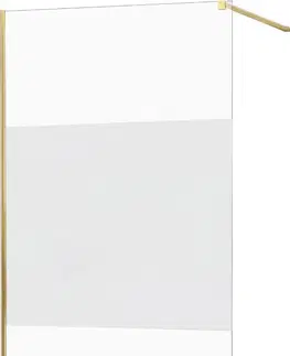 Sprchové dvere MEXEN/S - KIOTO Sprchová zástena WALK-IN 130x200 cm 8 mm, zlatá, Transparent/matné sklo 800-130-101-50-35