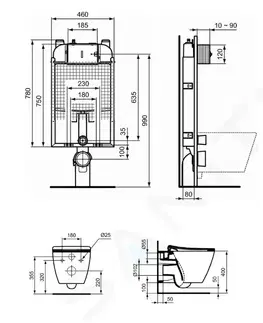 Kúpeľňa IDEAL STANDARD - ProSys Set predstenovej inštalácie, klozetu a dosky Strada II, tlačidla Oleas M2, Aquablade, SoftClose, biela ProSys80M SP97