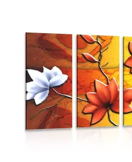 Obrazy kvetov 5-dielny obraz kvety v etno štýle