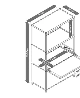 Dressers Kovový regál »CN3« s 2 výklopnými priehradkami, sivý