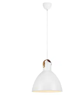 Závesné svietidlá Markslöjd Závesná lampa Eagle, kovové tienidlo Ø 35 cm biela