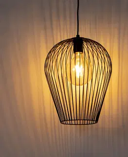 Zavesne lampy Dizajnové závesné svietidlo čierne - Wire Ario