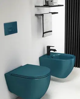 Záchody ISVEA - INFINITY závesná WC misa, Rimless, 36,5x53cm, matná zelena Petrol 10NF02001-2P