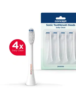 Elektrické zubné kefky Concept ZK0050 náhradná hlavica PERFECT SMILE Daily Clean, 4 ks, biela