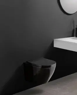 Záchody DEANTE Podstavný rám, pre závesné WC misy bez tlačidla + WC REA CARLO MINI RIMFLESS ČERNÁ  + SEDADLO CST_WC01 X CL1