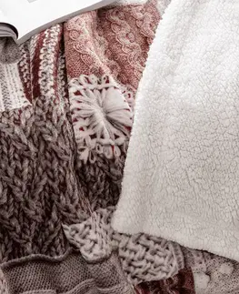 Deky Obojstranná baránková deka, biela, vzor patchwork, 150x200, SARTI
