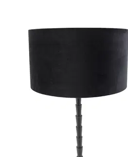 Stolove lampy Stolová lampa v štýle art deco so zamatovým odtieňom čierna 35 cm - Pisos