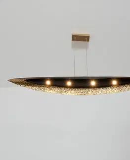 Závesné svietidlá Holländer Závesné LED svietidlo Chiasso, čierno-hnedá/zlatá