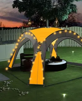 Záhradné párty stany Párty stan s LED svetlami 3,6x3,6 m Dekorhome Žltá