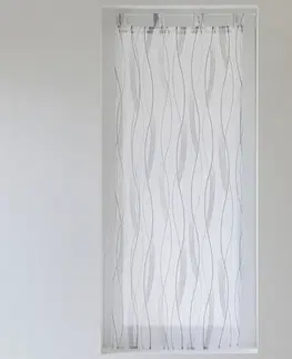 Záclony Voálová vitrážová záclonka s motívom vlniek, zakončená pútkami