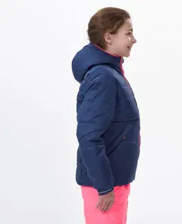 bundy a vesty Detská veľmi hrejivá a nepremokavá lyžiarska prešívaná bunda 180 Warm tmavomodrá