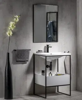 Kúpeľňa SAPHO - SKA konzola pod umývadlo so zásuvkou 750x850x460, čierna mat/biela lesk SKA602
