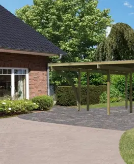 Záhradné domčeky Drevený dvojitý prístrešok / carport ECO 2C Lanitplast