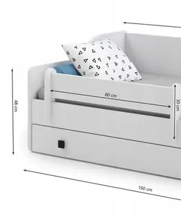 Postele NABBI Nemi detská posteľ s matracom a úložným priestorom 80x160 cm biela