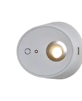 Nástenné svietidlá Carpyen LED svetlo Zoom, bodové svetlá, výstup USB, sivá