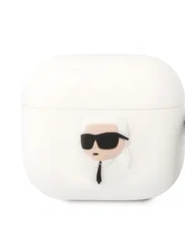 Slúchadlá Karl Lagerfeld 3D Logo NFT Karl Head silikónový obal pre Apple AirPods 3, biely