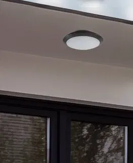 Vonkajšie stropné svietidlá Lindby Vonkajšie stropné LED svietidlo Naira sivé bez