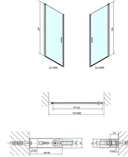 Sprchovacie kúty POLYSAN - ZOOM sprchové dvere 800, číre sklo ZL1280
