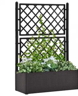 Kvetináče a truhlíky Záhradný kvetináč s treláží 100x43x142 cm PP Dekorhome Biela