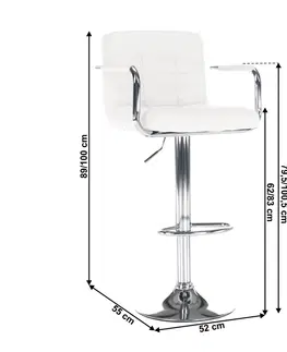 Barové stoličky Barová stolička, biela ekokoža/chróm, LEORA 2 NEW