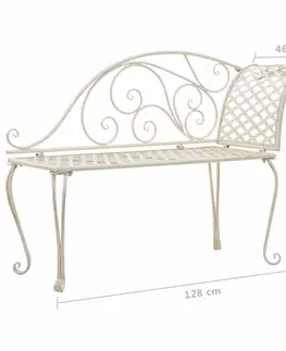 Záhradné lavice Záhradné ležadlo kov s patinou Dekorhome Biela
