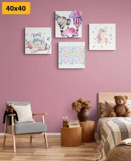 Zostavy obrazov Set obrazov pre deti v pastelových farbách