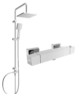 Sprchy a sprchové panely MEXEN/S - Tord sprchový stĺp vrátane sprchovej termostatickej batérie Cube, chróm 77200200-00
