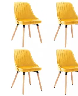 Jedálenské stoličky a kreslá Jedálenská stolička 4 ks látka / buk Dekorhome Žltá