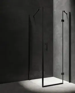 Sprchovacie kúty OMNIRES - MANHATTAN obdĺžnikový sprchovací kút s krídlovými dverami, 80 x 100 cm čierna mat / transparent /BLMTR/ MH8010BLTR