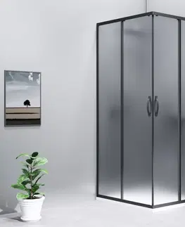 Sprchové dvere GELCO - SIGMA SIMPLY BLACK obdĺžniková sprchová zástena 900x800 L/P varianta, rohový vstup, Brick sklo GS2490B-01