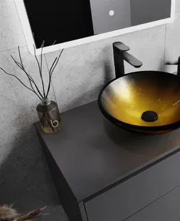 Kúpeľňa MEXEN - Mira sklenené umývadlo 42 cm, zlatá tmavá 24124251