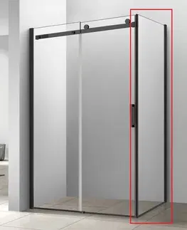 Sprchovacie kúty HOPA - Pevná stena BELVER BLACK - FARBA rámu - Čierna, Pevná stena - 90, Smer zatvárania - Pravé (DX), Výplň - Číre bezpečnostné sklo - 8 mm BCBELV90PSBCP