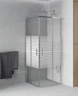 Sprchovacie kúty MEXEN - Rio sprchovací kút štvorcový 80x80 cm prúžky, chróm 860-080-080-01-20