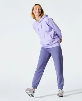 mikiny Dámska mikina s kapucňou na fitness 500 Essentials fialová