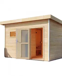 Sauny Vonkajšia fínska sauna s predsieňou 393 x 231 cm Dekorhome