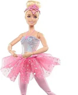 Hračky bábiky MATTEL - Barbie Svietiaca magická baletka s ružovou sukňou