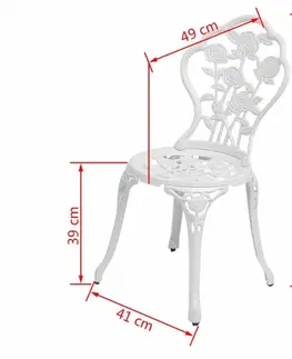 Záhradné kreslá a stoličky Záhradné bistro stoličky 2 ks liaty hliník Biela
